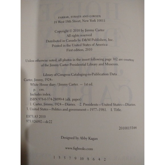 Signed Jimmy Carter White House Diary - 1st -Very Good Condition - Picture 3 of 7
